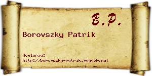 Borovszky Patrik névjegykártya