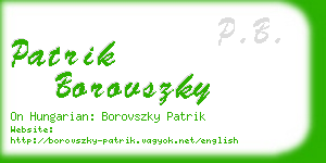 patrik borovszky business card